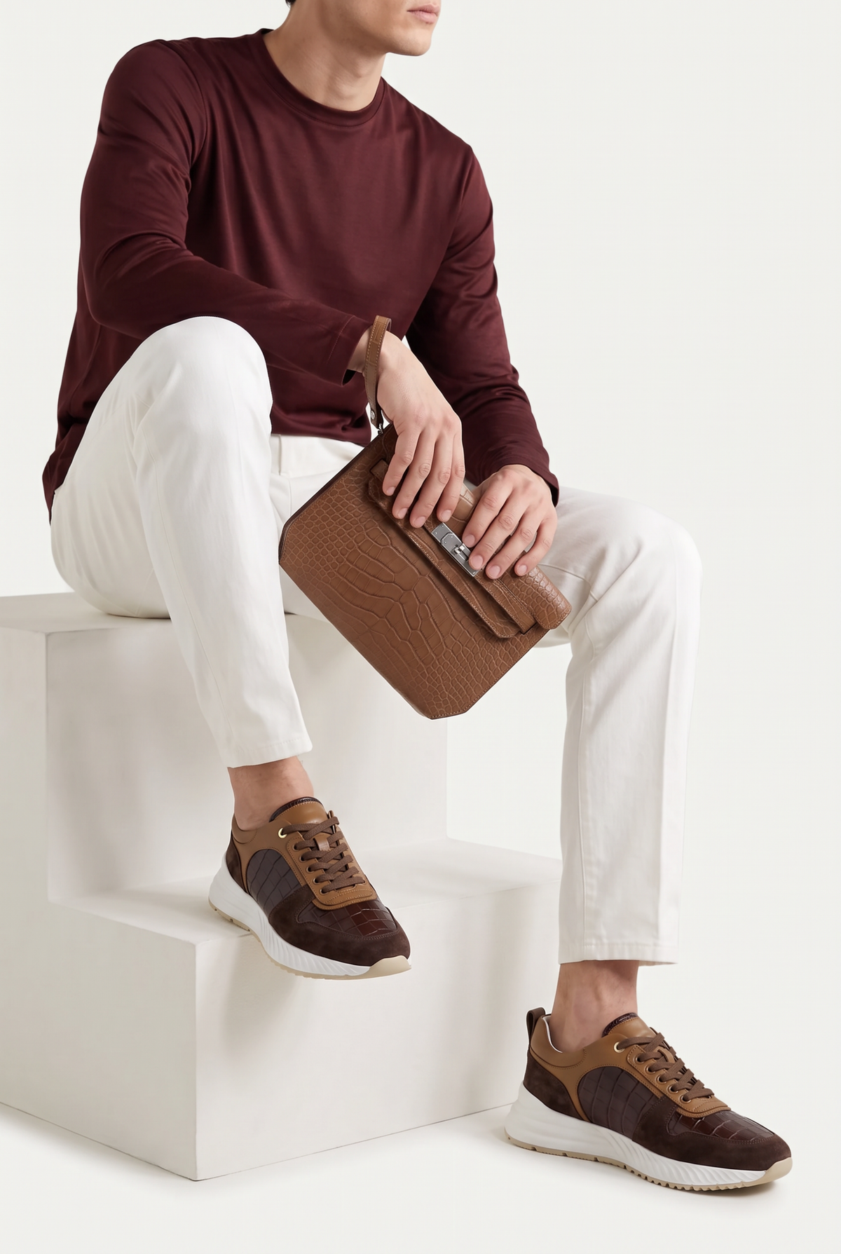 Caimano Crocodile Sneaker Espresso