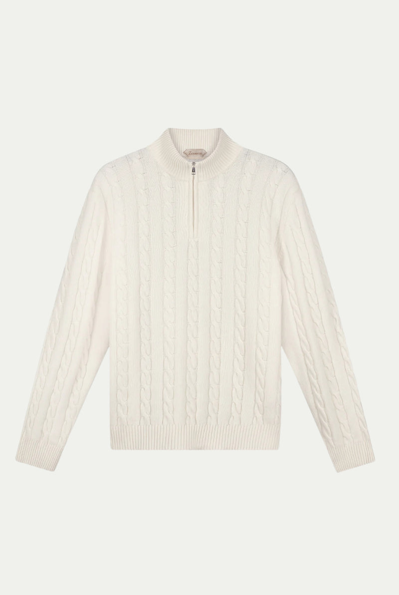 Como Cashmere Quarter Zip Beige
