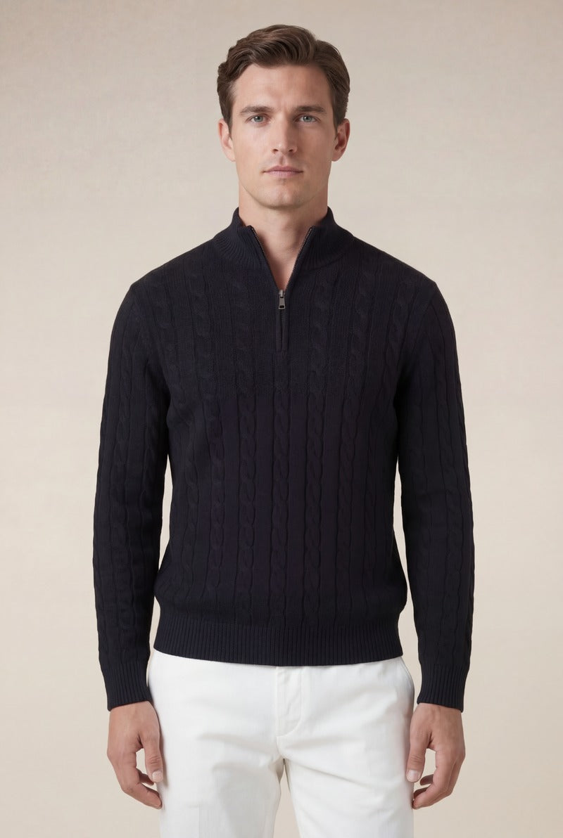 Como Cashmere Quarter Zip Black
