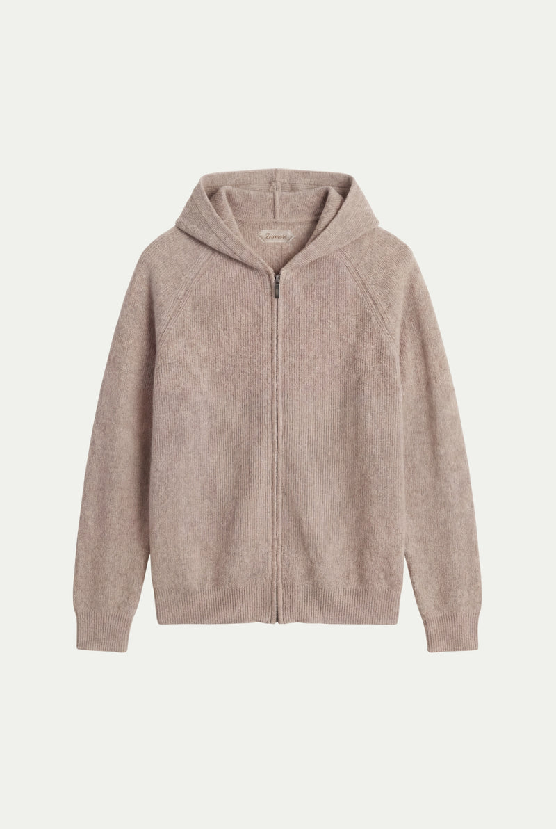 Cortina Cashmere Zip Hoodie Brown