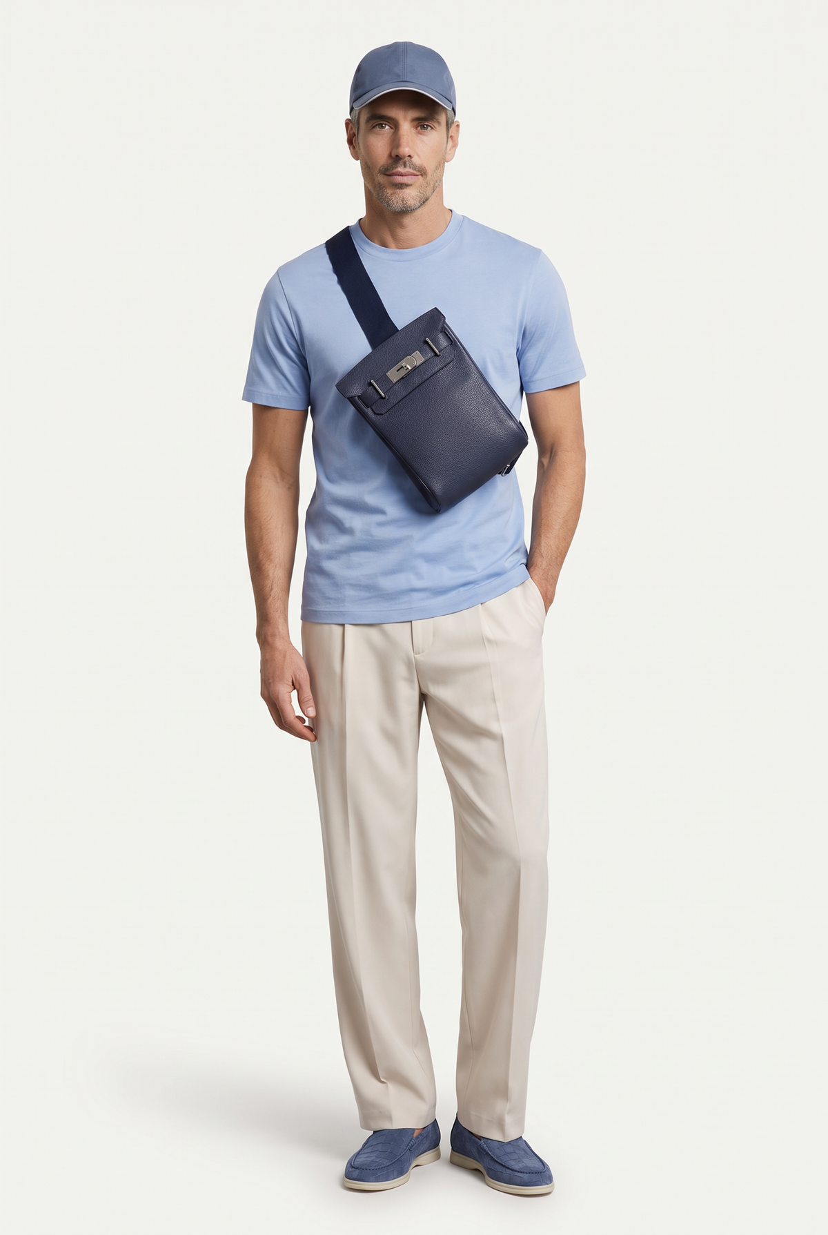 Ziamore Leather Crossbody Navy