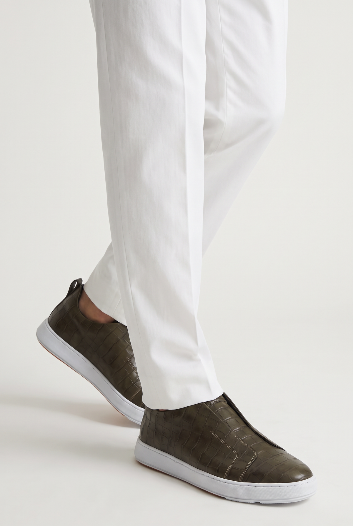 Monaco Crocodile Sneaker Olive