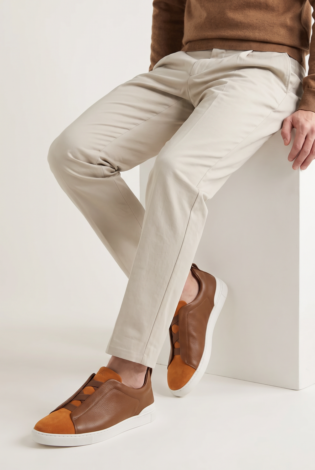 Monaco Leather Sneaker Cognac Orange