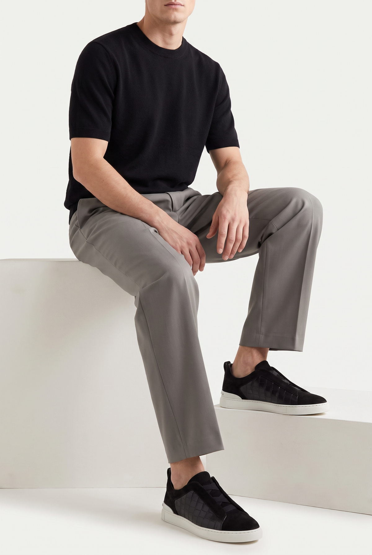 Monaco Suede Crocodile Sneaker Black