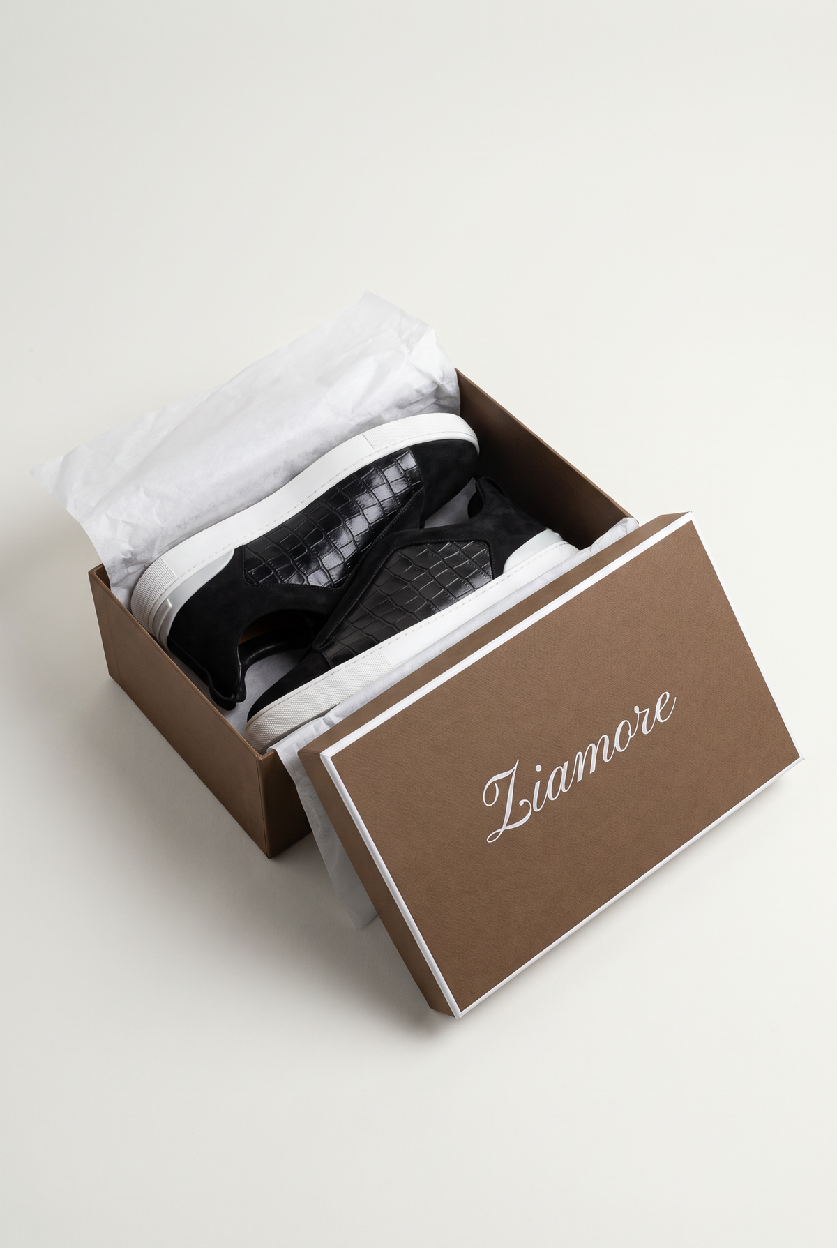 Monaco Suede Crocodile Sneaker Black