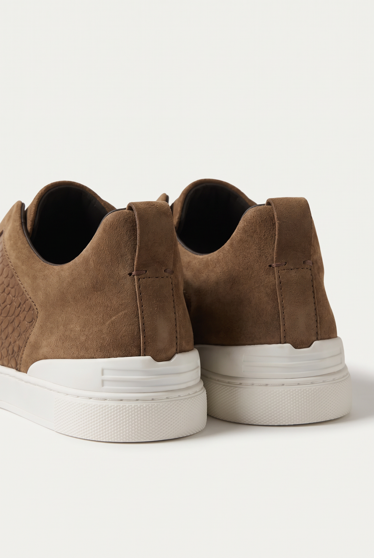 Monaco Suede Crocodile Sneaker Cognac