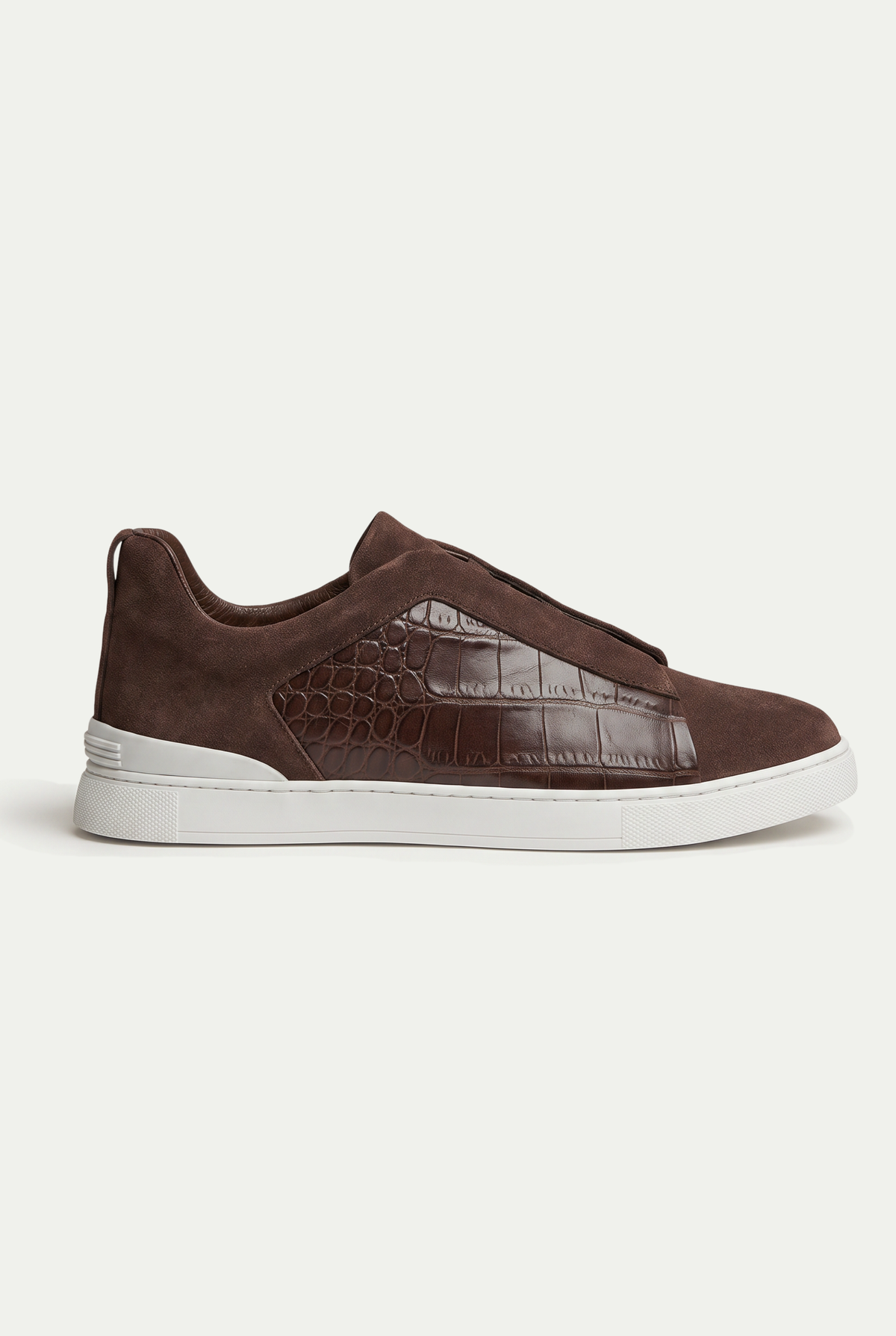 Monaco Suede Crocodile Sneaker Espresso