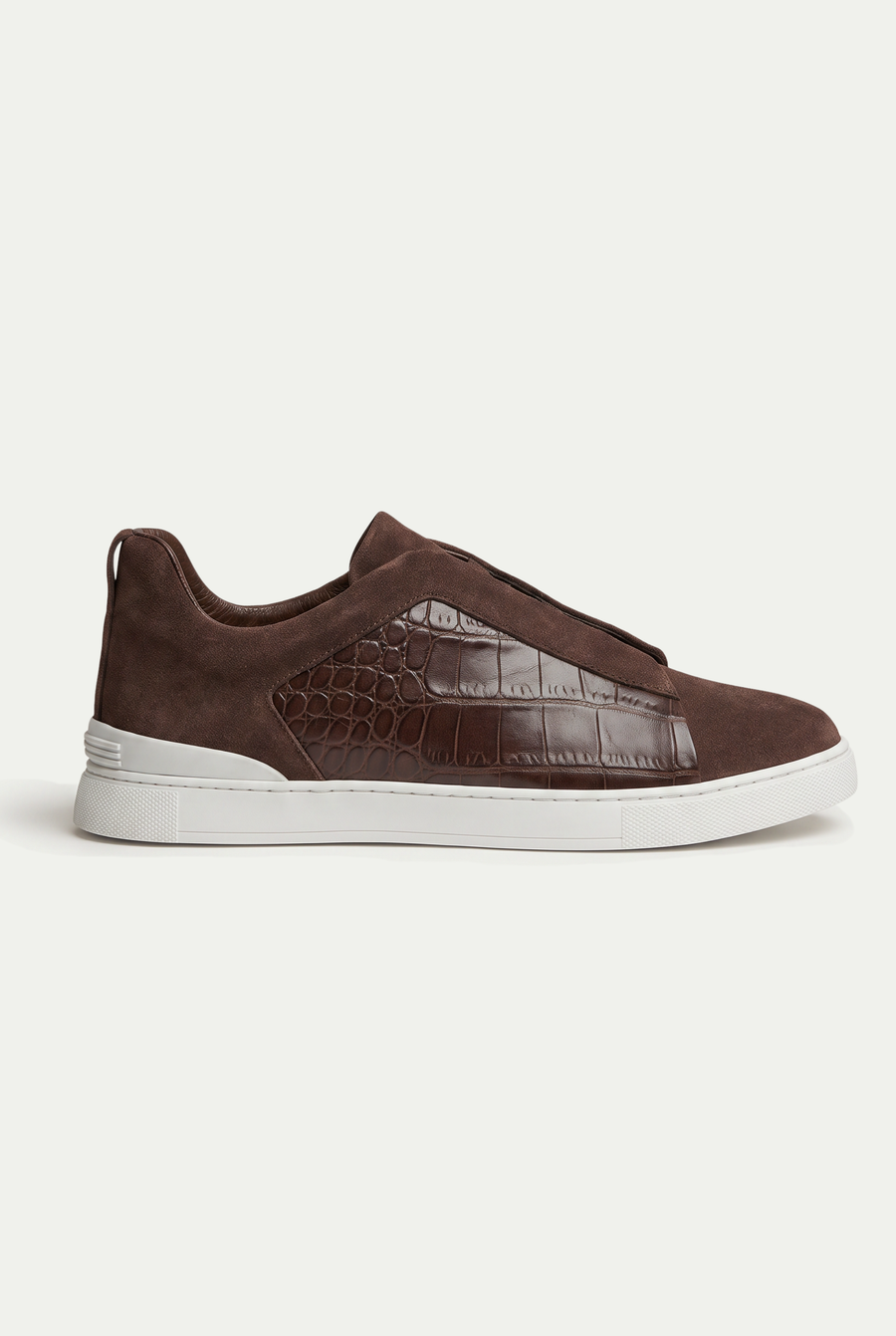 Monaco Suede Crocodile Sneaker Espresso