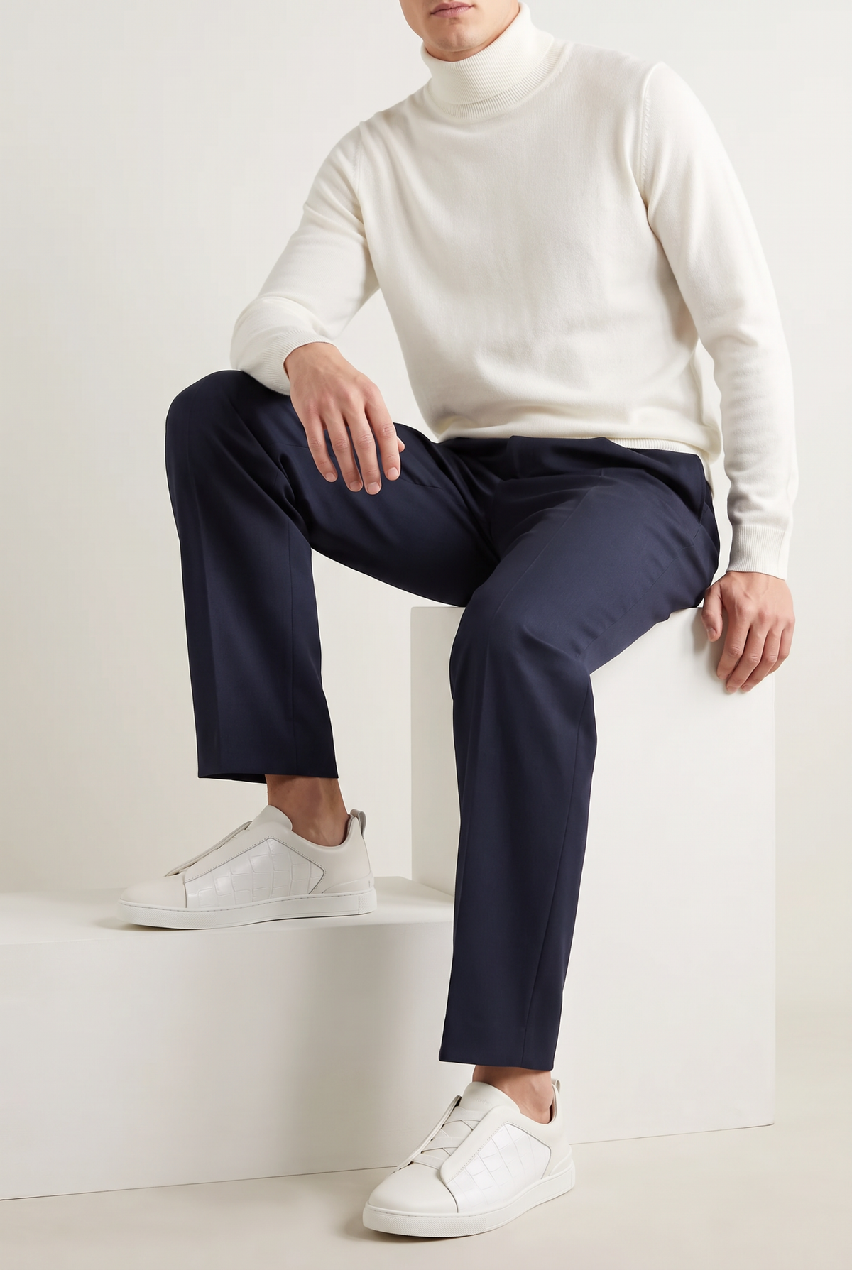 Monaco Suede Crocodile Sneaker Ivory