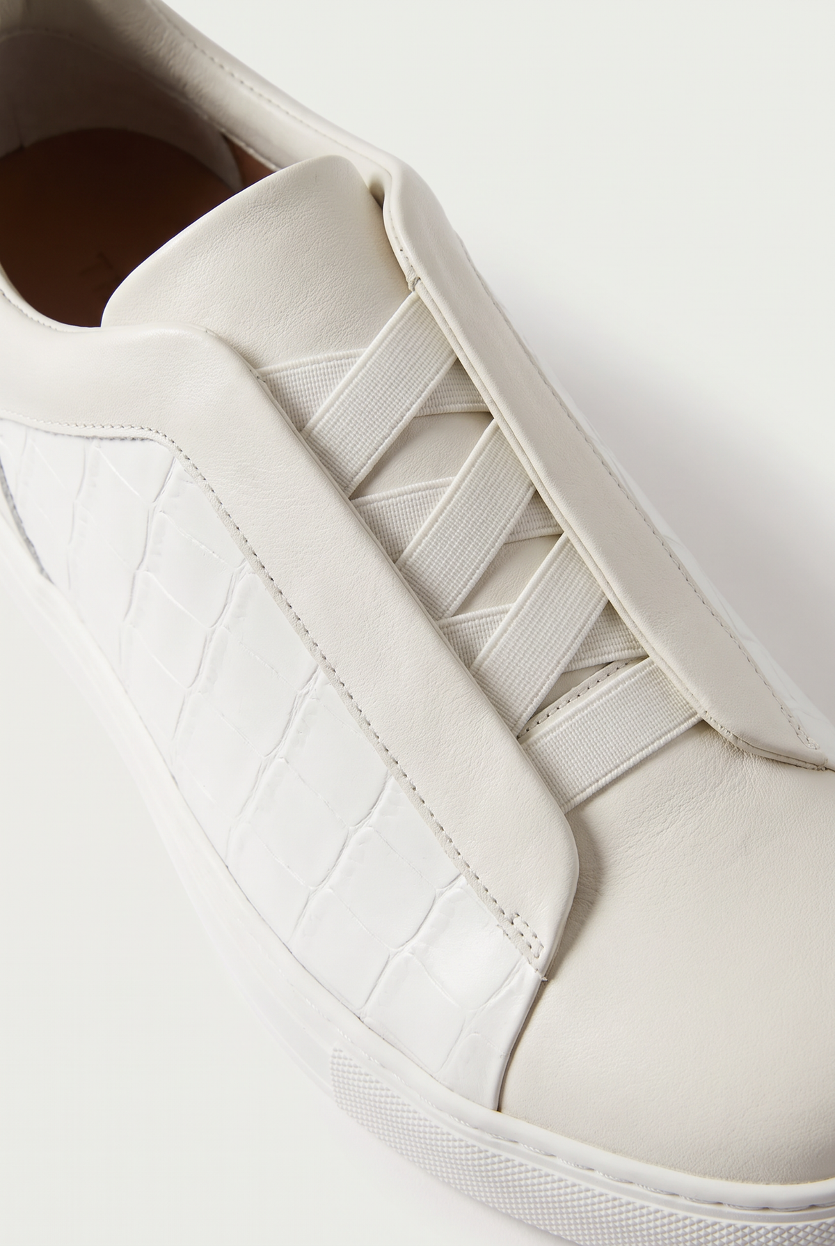 Monaco Suede Crocodile Sneaker Ivory