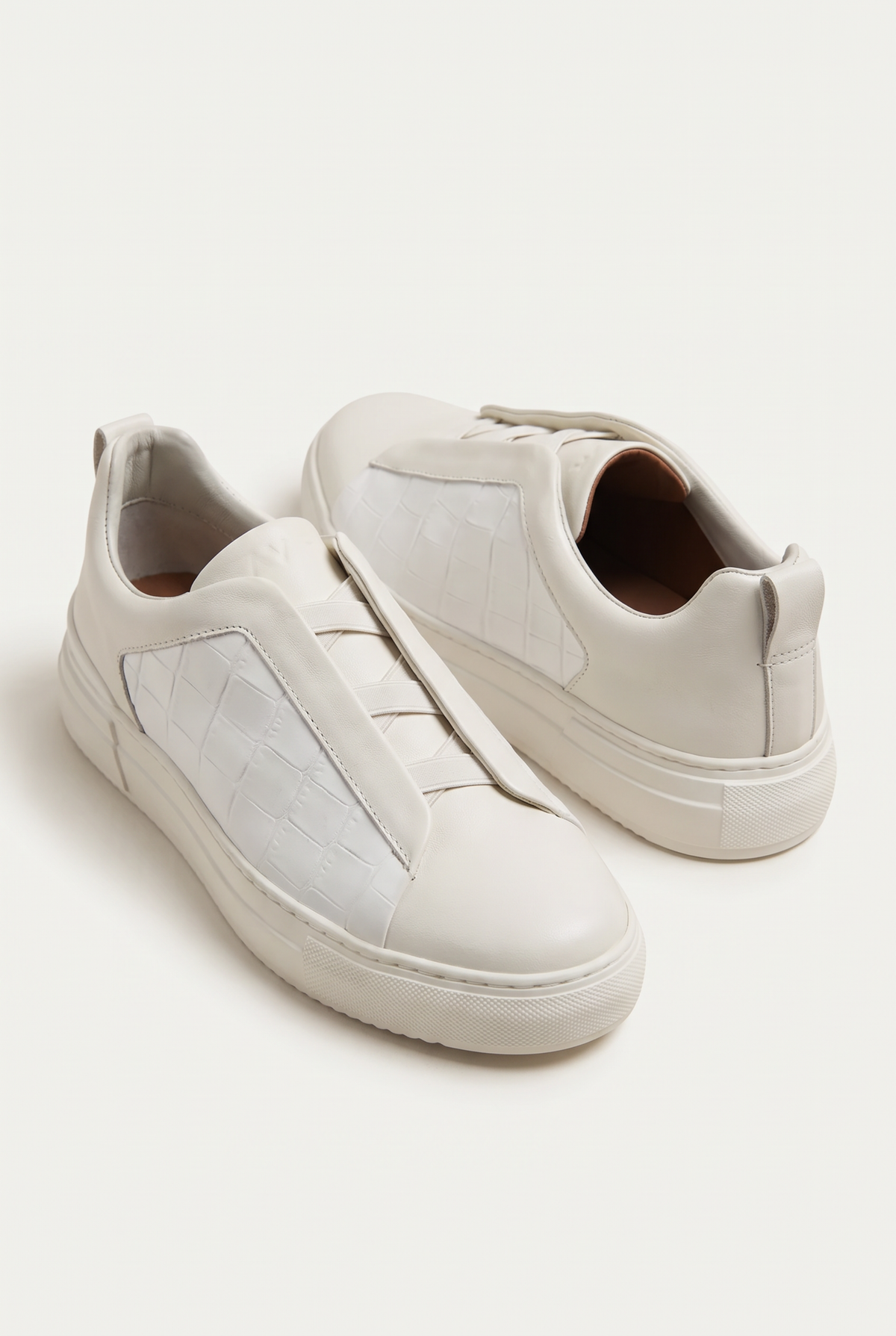 Monaco Suede Crocodile Sneaker Ivory