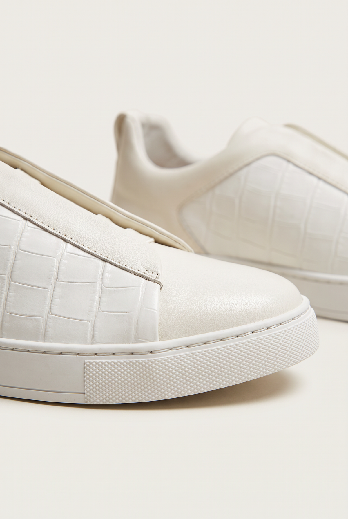 Monaco Suede Crocodile Sneaker Ivory
