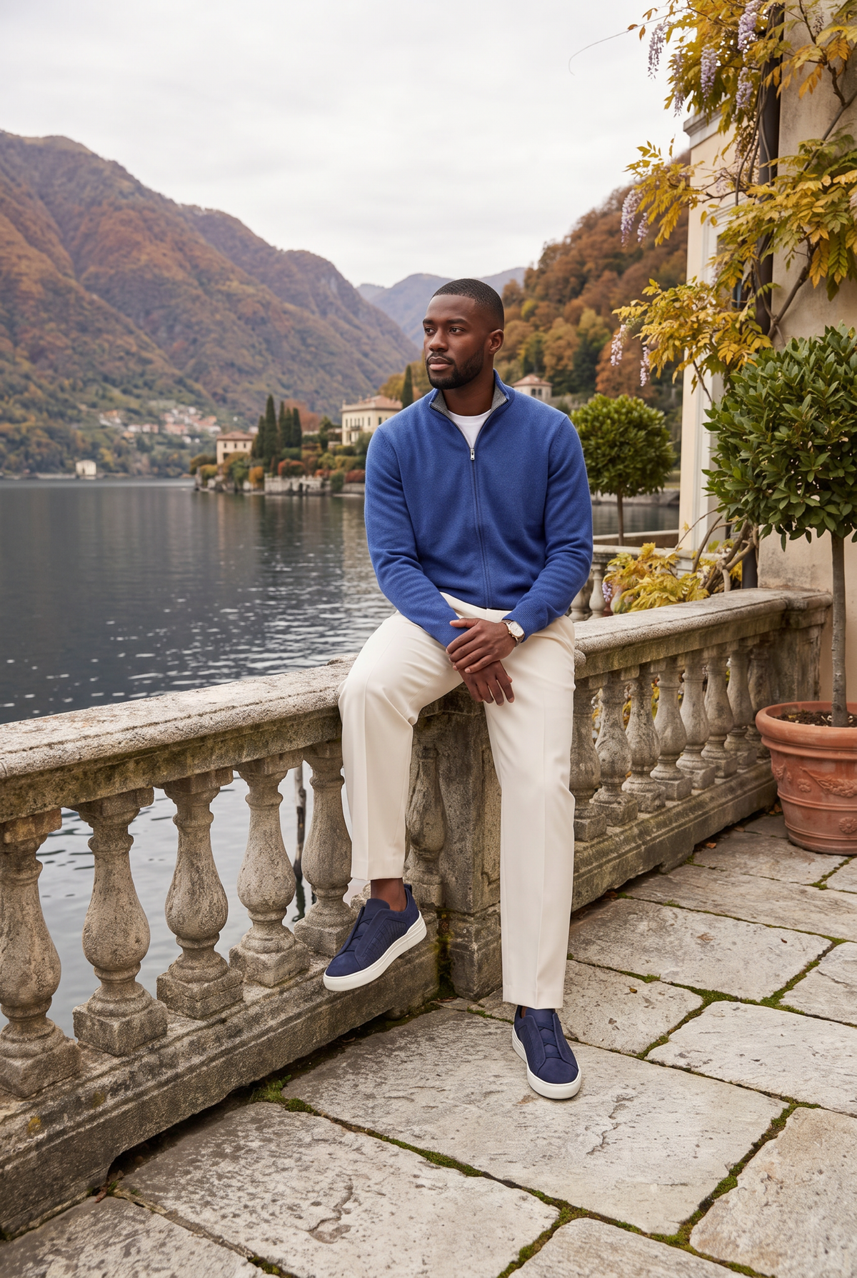 Monaco Suede Crocodile Sneaker Navy