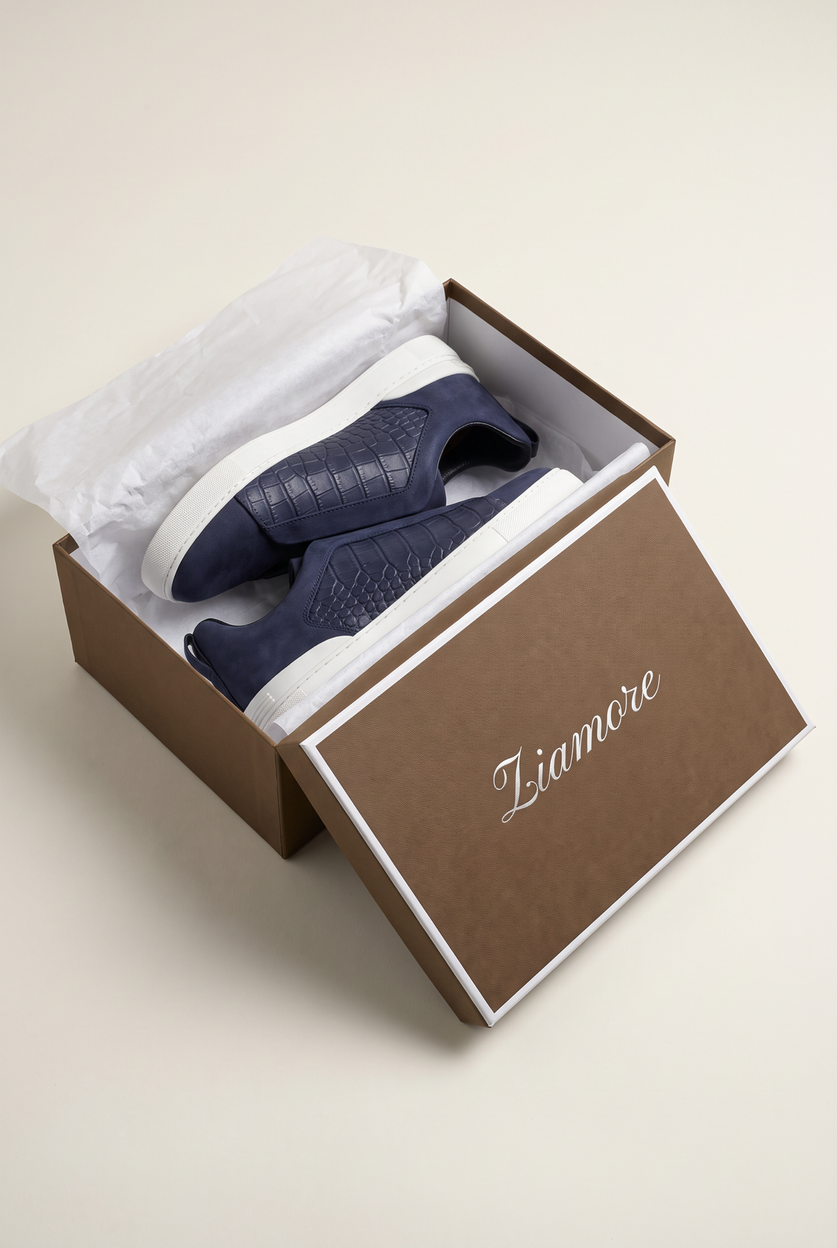 Monaco Suede Crocodile Sneaker Navy