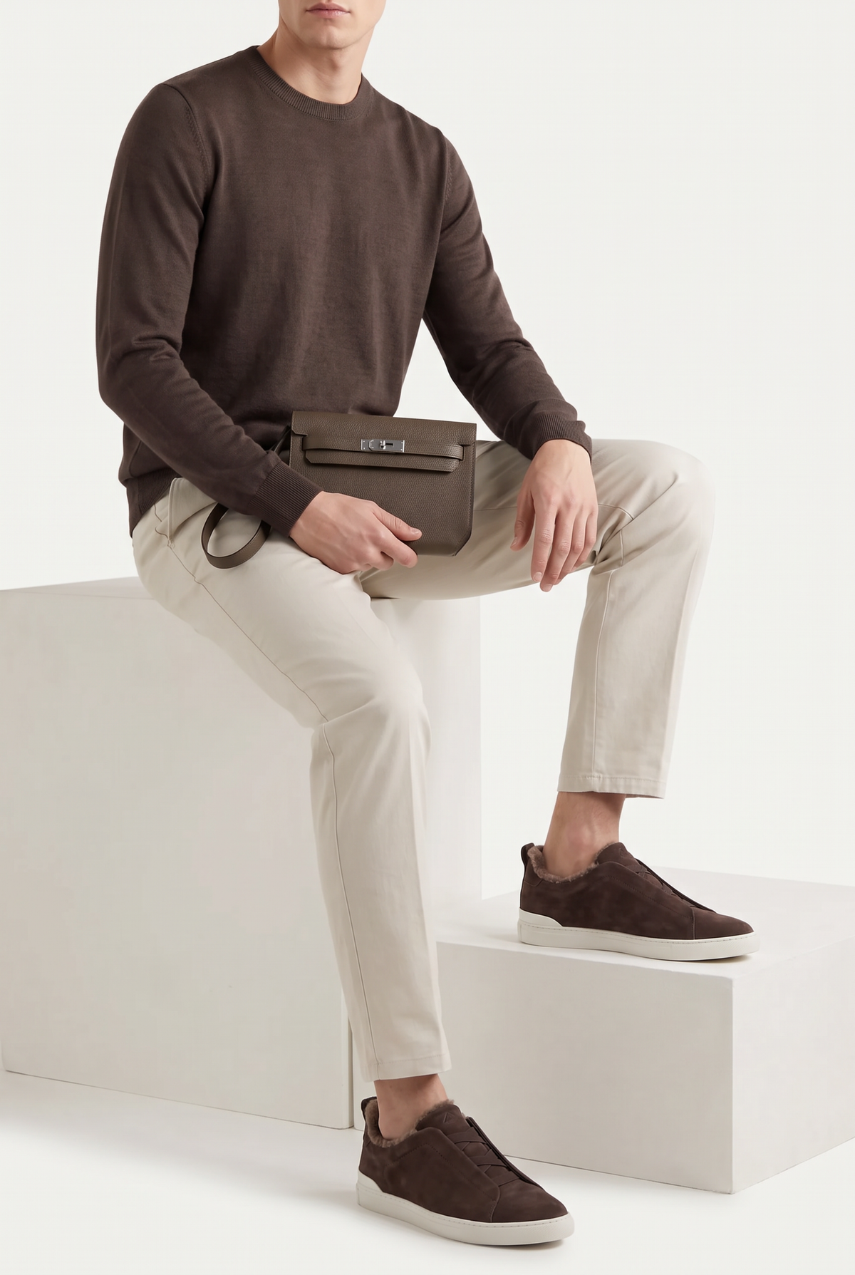 Monaco Suede Fur Sneaker Chocolate