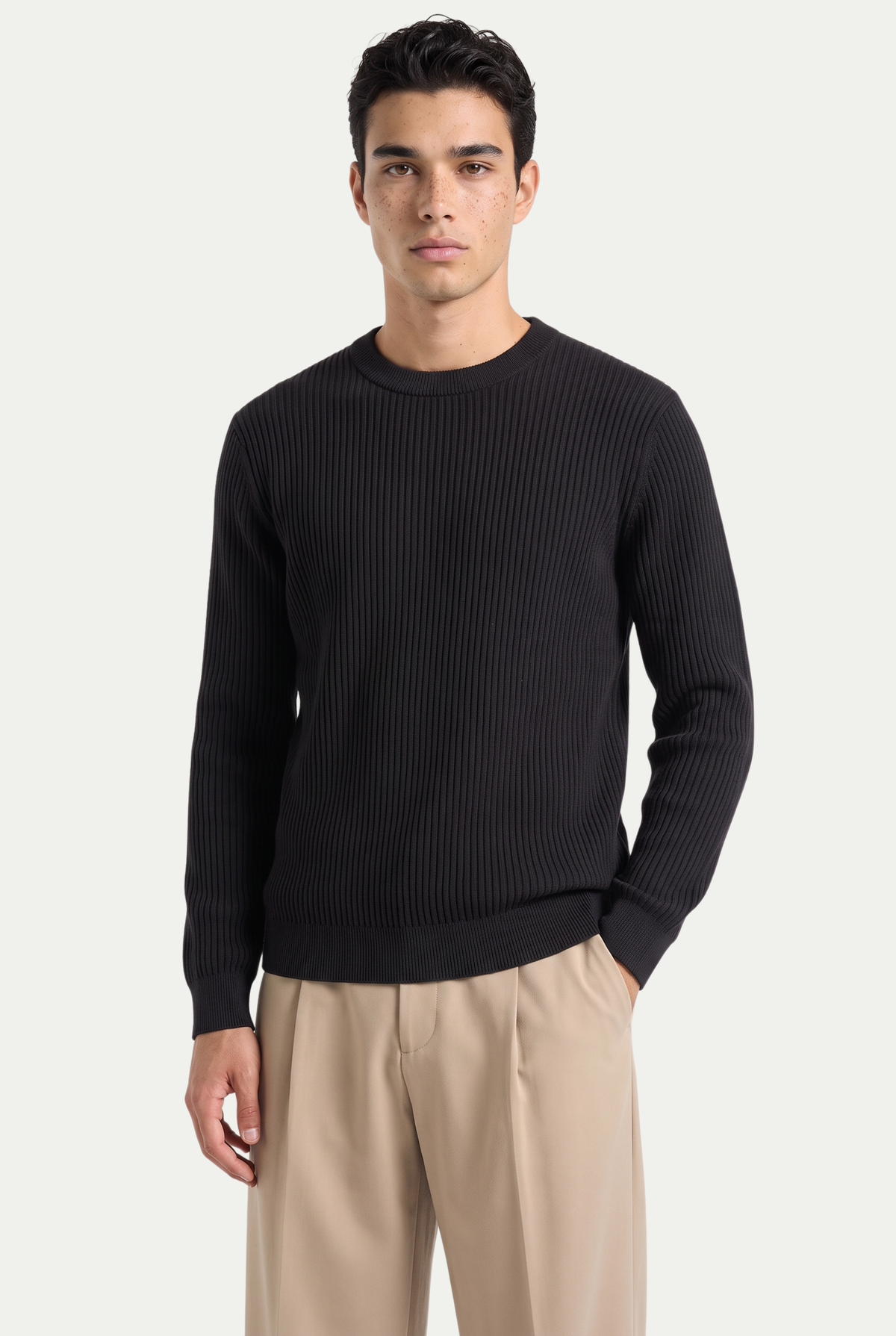 Rib Knit Crewneck Anthracite