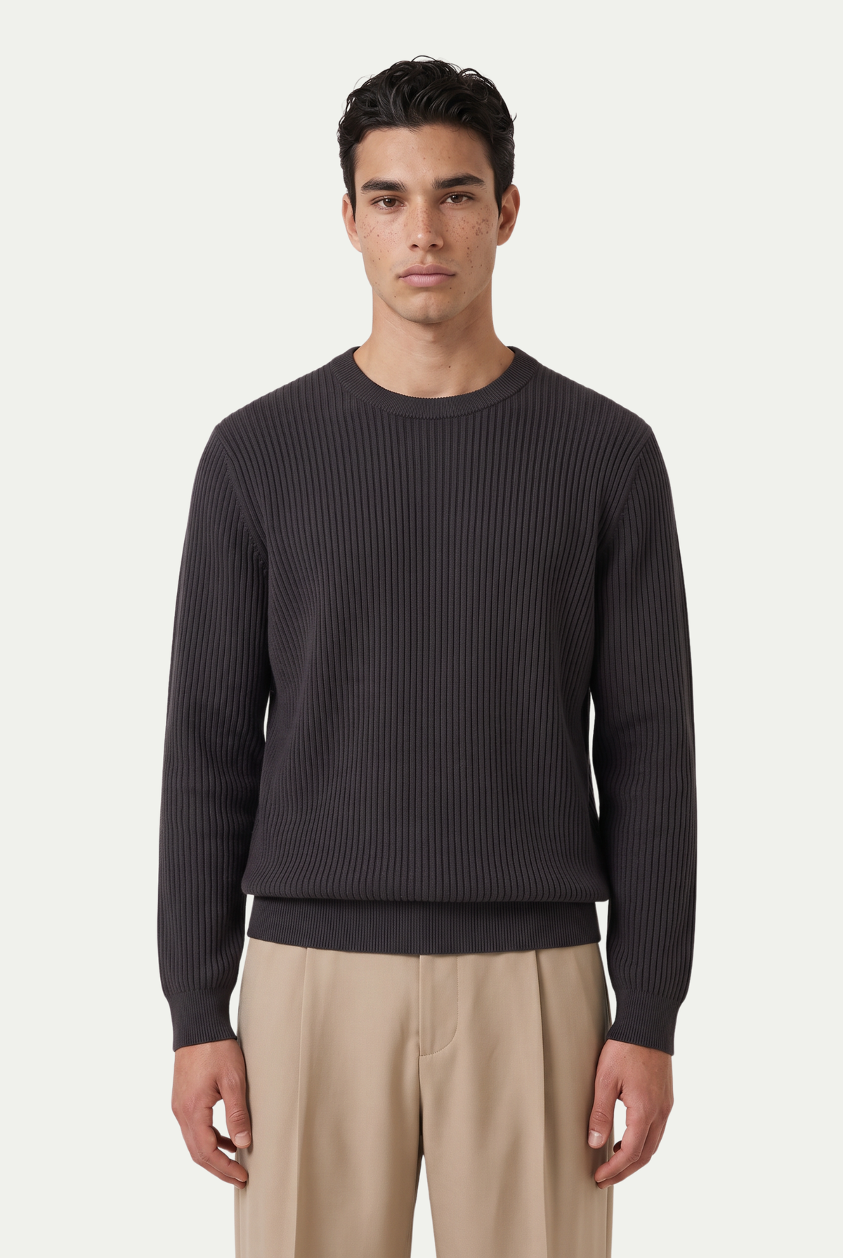 Rib Knit Crewneck Anthracite
