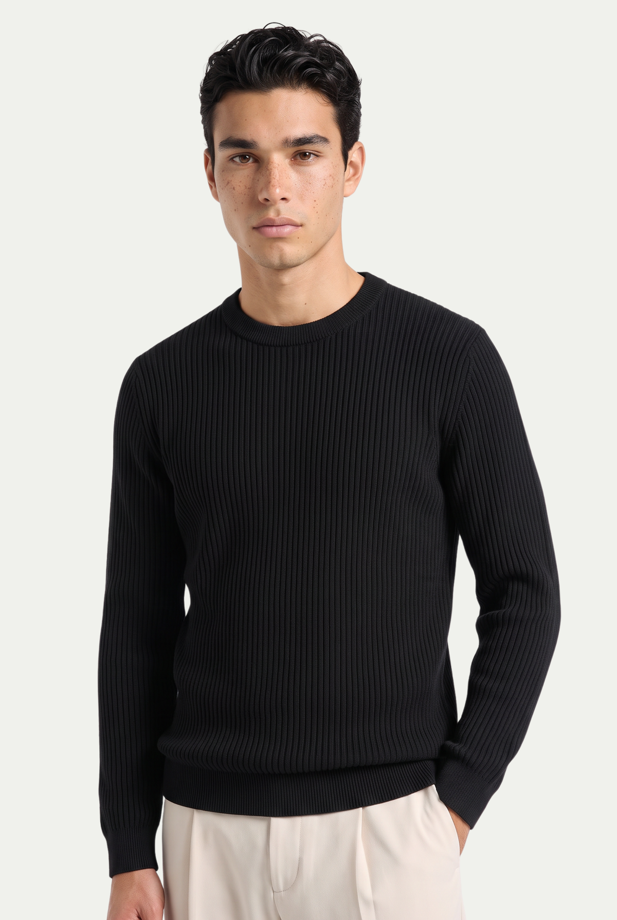 Rib Knit Crewneck Black