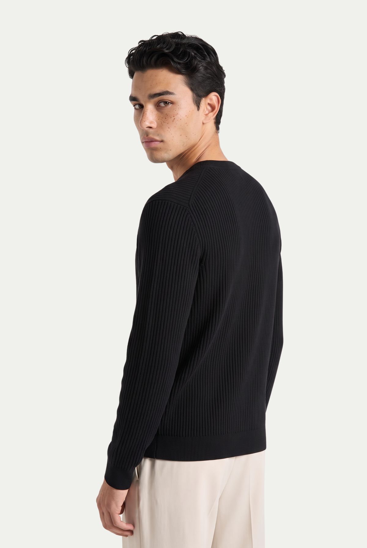 Rib Knit Crewneck Black