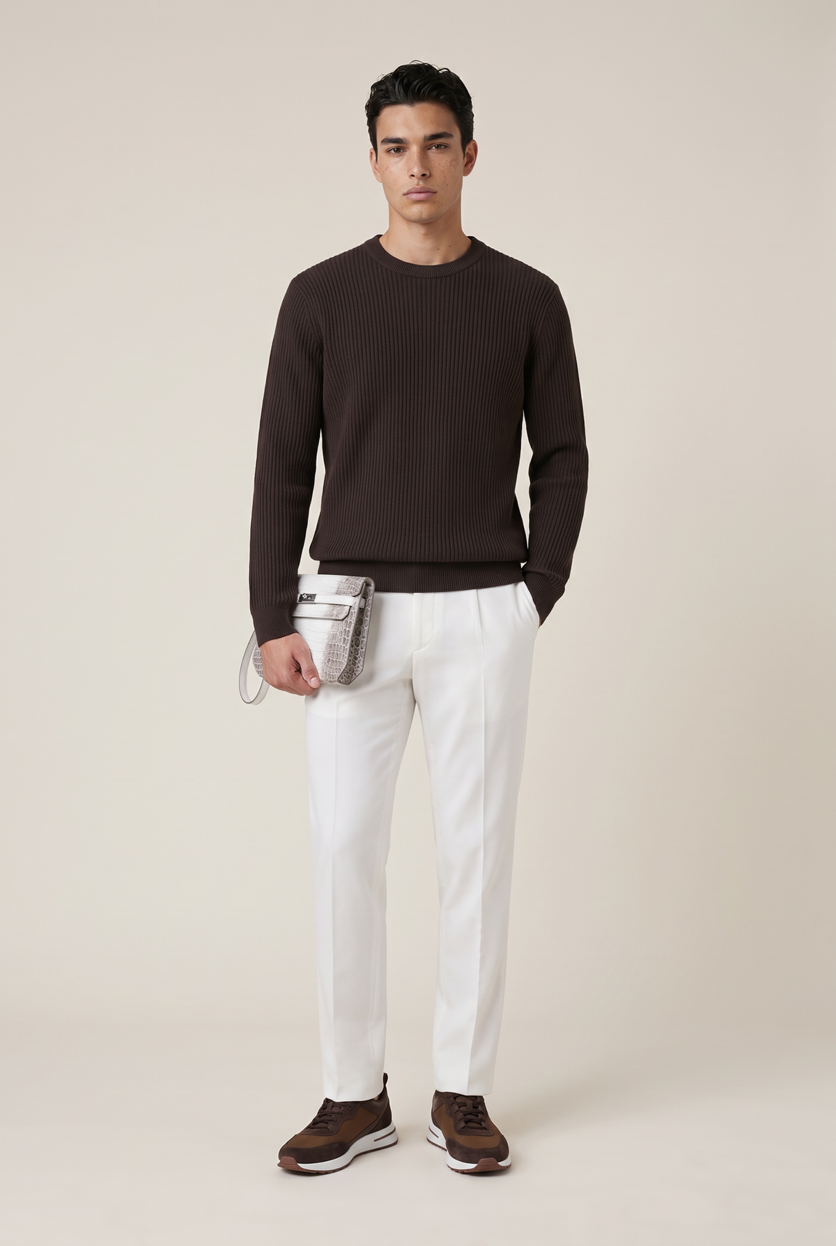 Rib Knit Crewneck Espresso