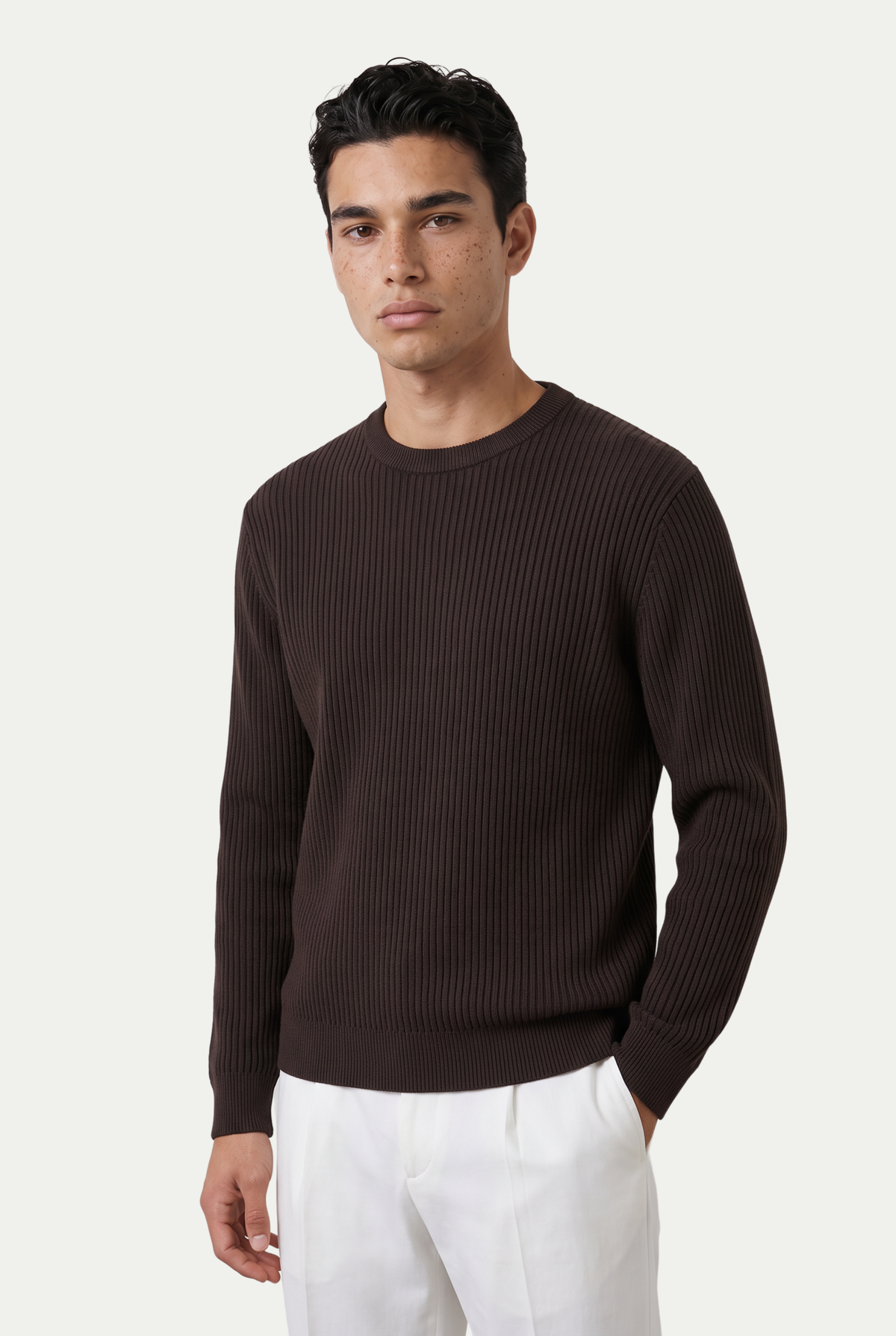 Rib Knit Crewneck Espresso