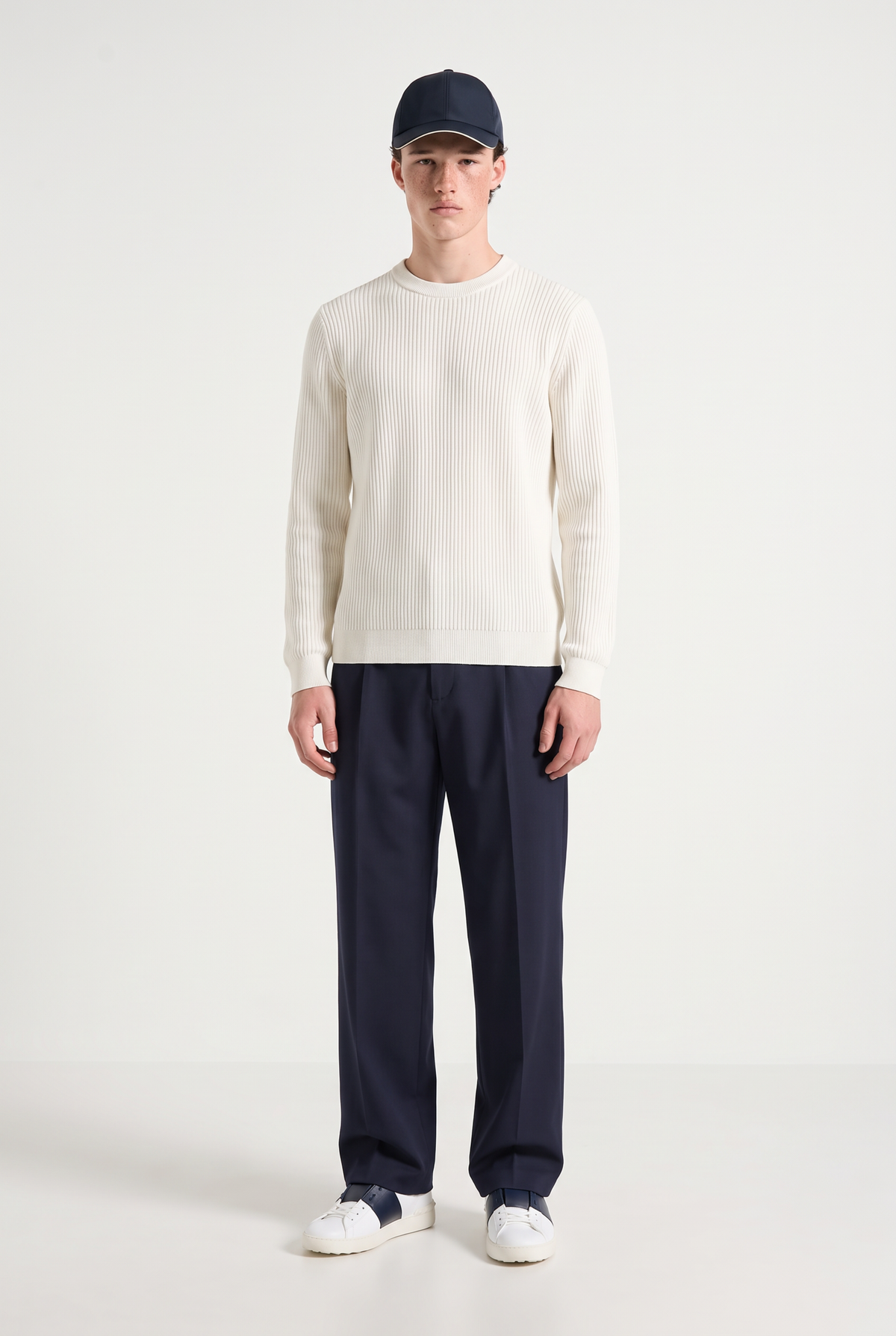 Rib Knit Crewneck Ivory