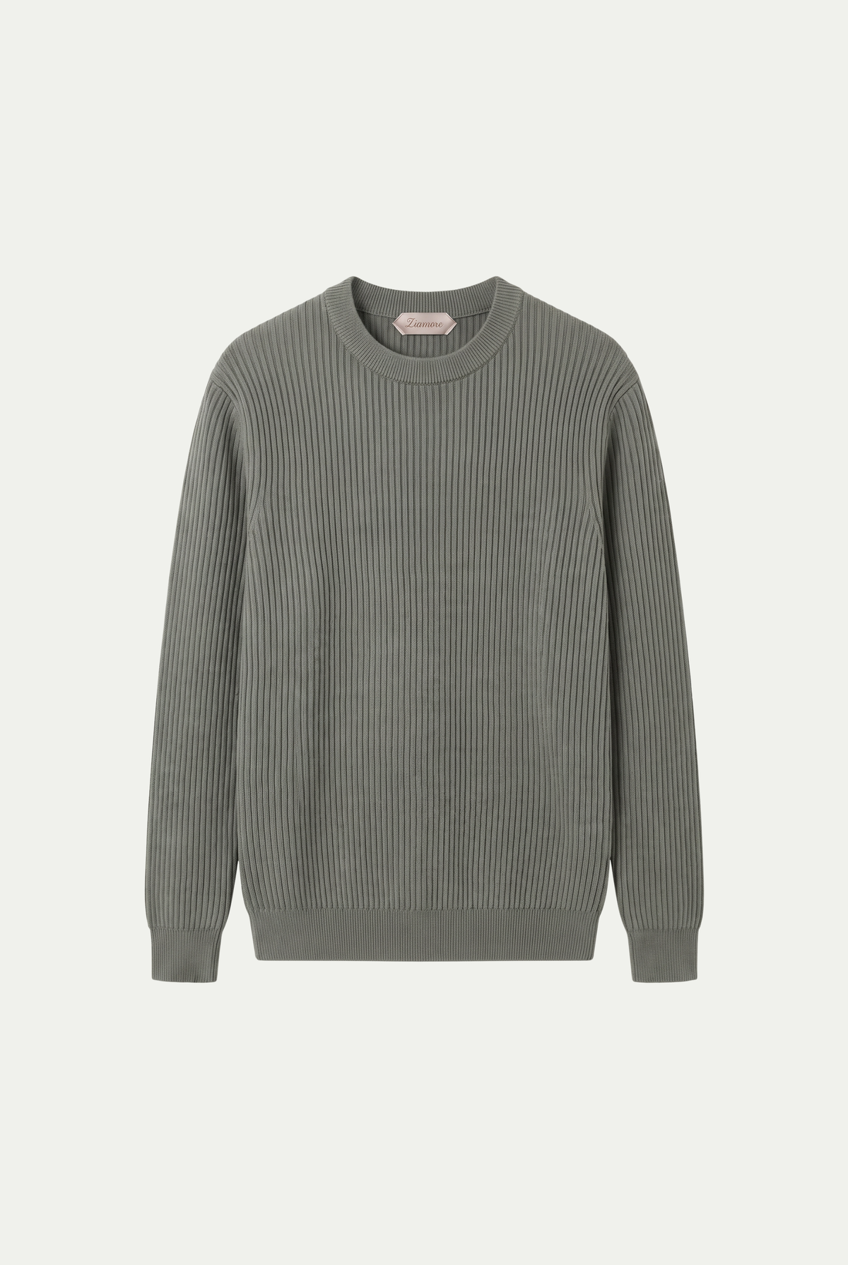 Rib Knit Crewneck Sage Grey