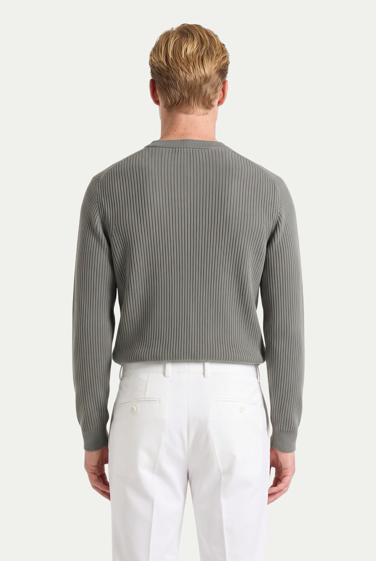 Rib Knit Crewneck Sage Grey