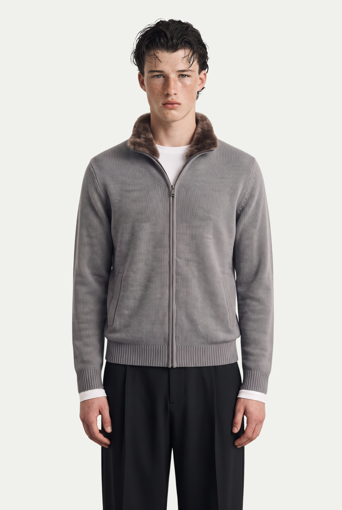 Siena Cashmere Zip Grey