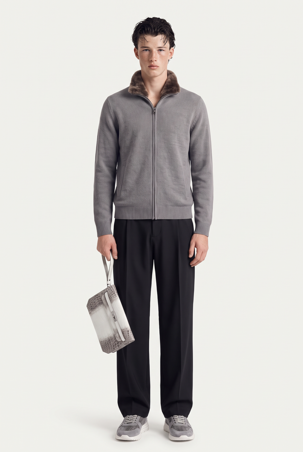 Siena Cashmere Zip Grey