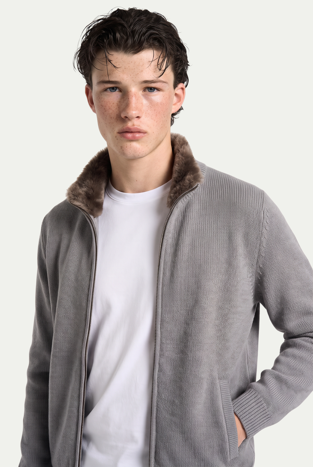 Siena Cashmere Zip Grey