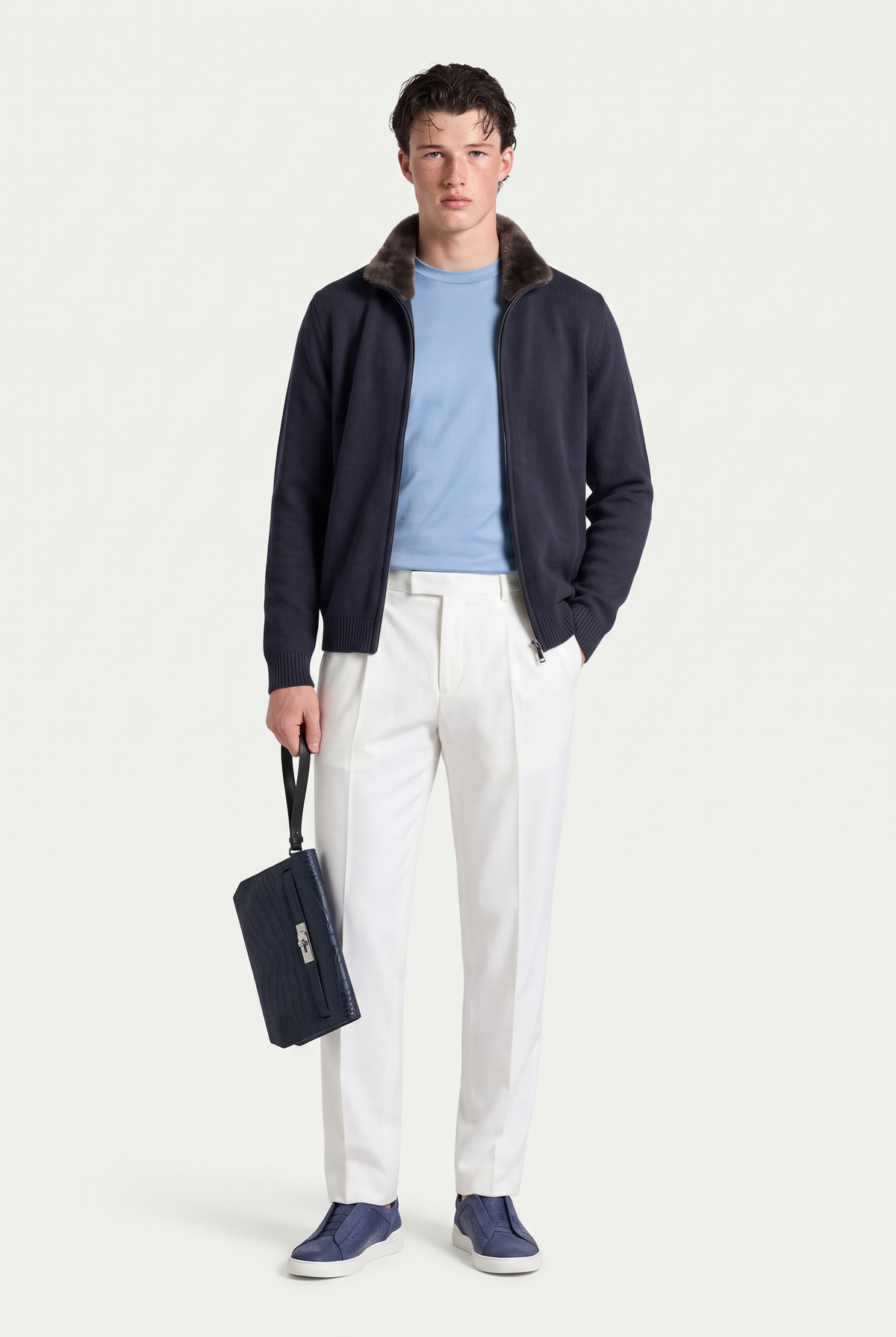 Siena Cashmere Zip Navy