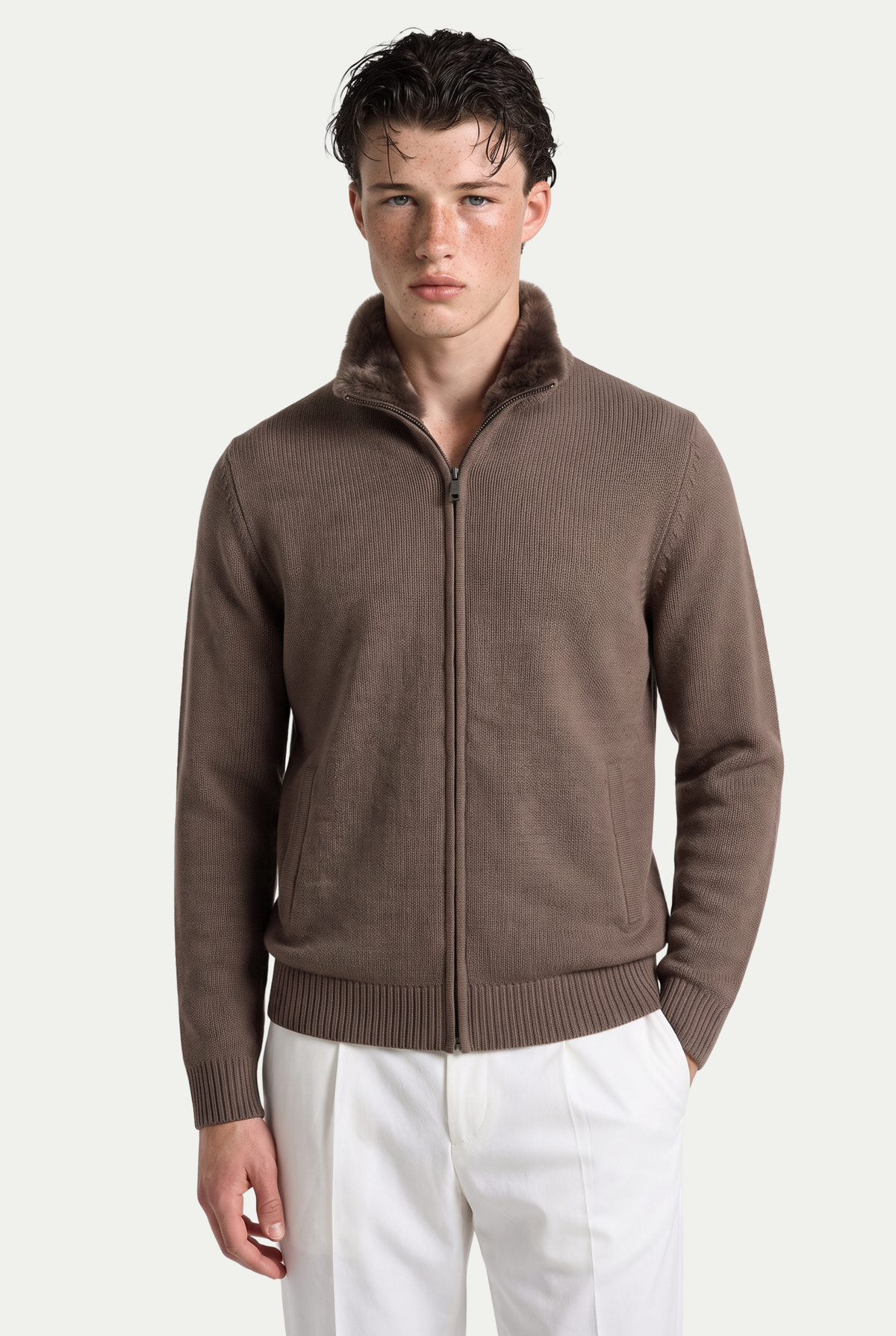 Siena Cashmere Zip Taupe
